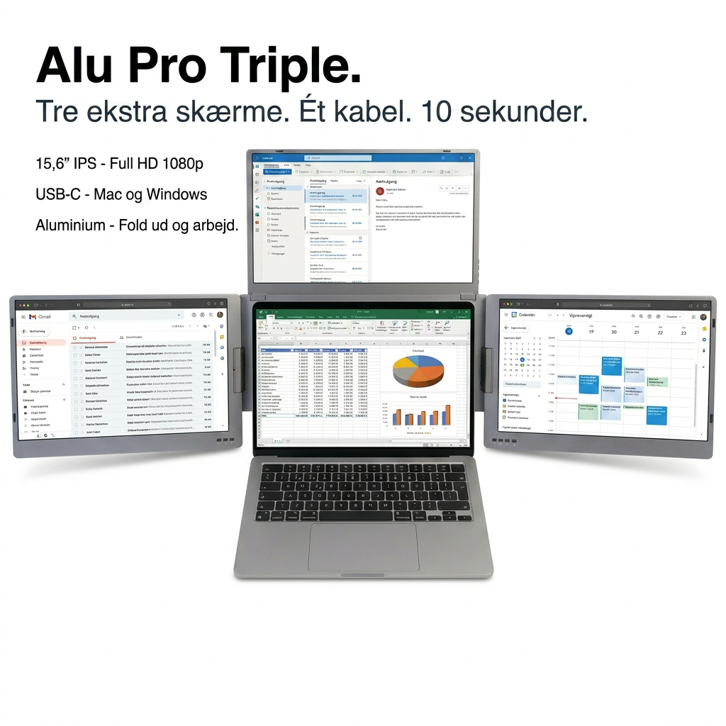 Alu Pro Portable Triple Screen Extender - 15.6"